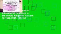 Best product  Register of Educational Research in the United Kingdom: Volume 10 1992-1995: 1992-95