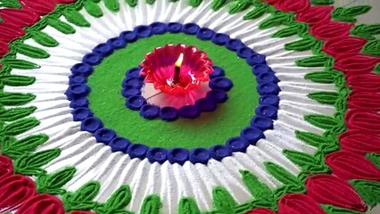 #80 How to make rangoli designseasy  simple unique rangoli for gudi padwa  ugadi