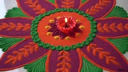 2 minutes rangoli design series easy and simple method in a unique style