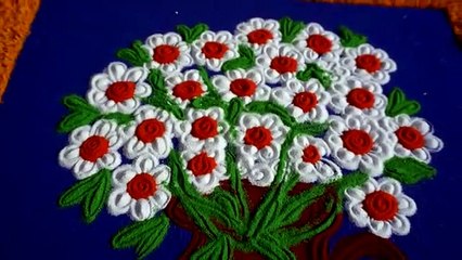 Awesome and beautiful easysimple flowers pot rangoli designs