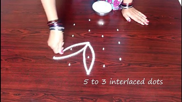 beginners muggulu designs with 5 to 3 interlaced dots- beginners kolam designs- basic rangoli design