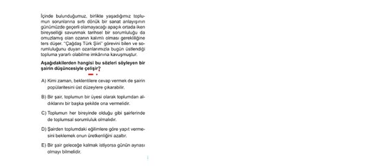 Sıradışı Analiz Yayınları TYT 6. Deneme Sınavı - Türkçe 31.  Soru