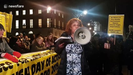 Diane Abbott attends protest campaigning for UK government to stop Jamaica deportation flight