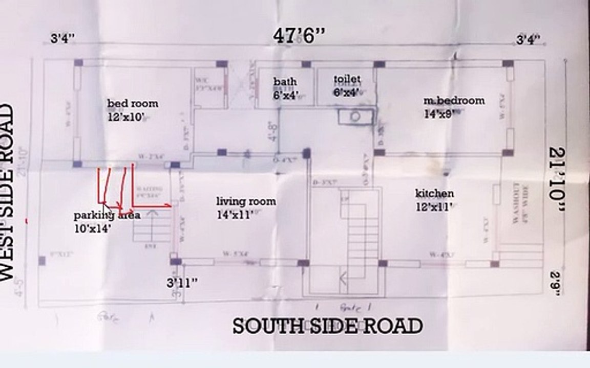 25x54 south facing house plan