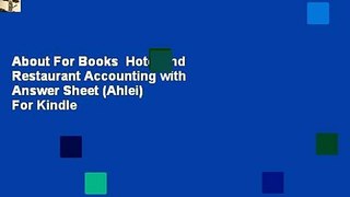 About For Books  Hotel and Restaurant Accounting with Answer Sheet (Ahlei)  For Kindle
