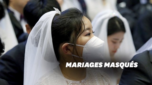 En Corée du Sud, le coronavirus n'a pas empêché ces couples de se marier en masse... avec des masques