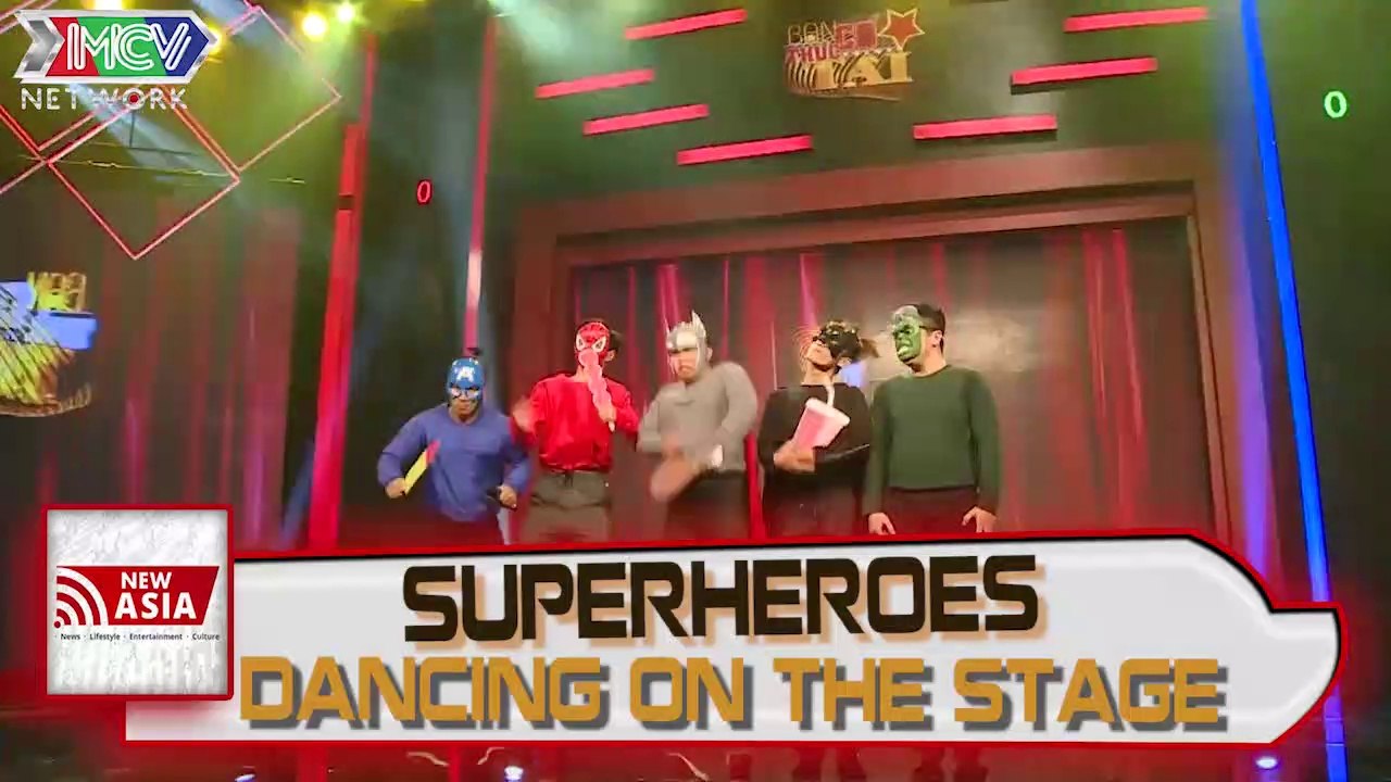 Are you talented?: Superheroes dancing on the stage