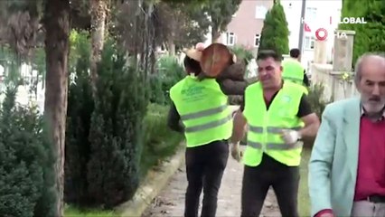 Görenler şaştı kaldı! Ordu'da şiddetli rüzgar mezarları yerinden söktü
