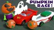 Hot Wheels Spooky Challenge Pumpkin Funlings Race with Disney Pixar Cars 3 McQueen vs Toy Story and DC Comics Batman Family Friendly Full Episode English Vehicle