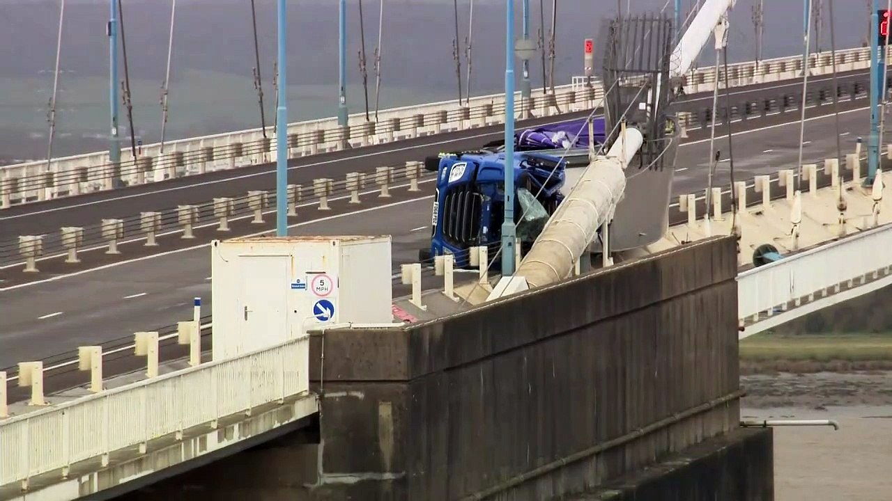 Storm Ciara causes lorry to overturn on old Severn Bridge
