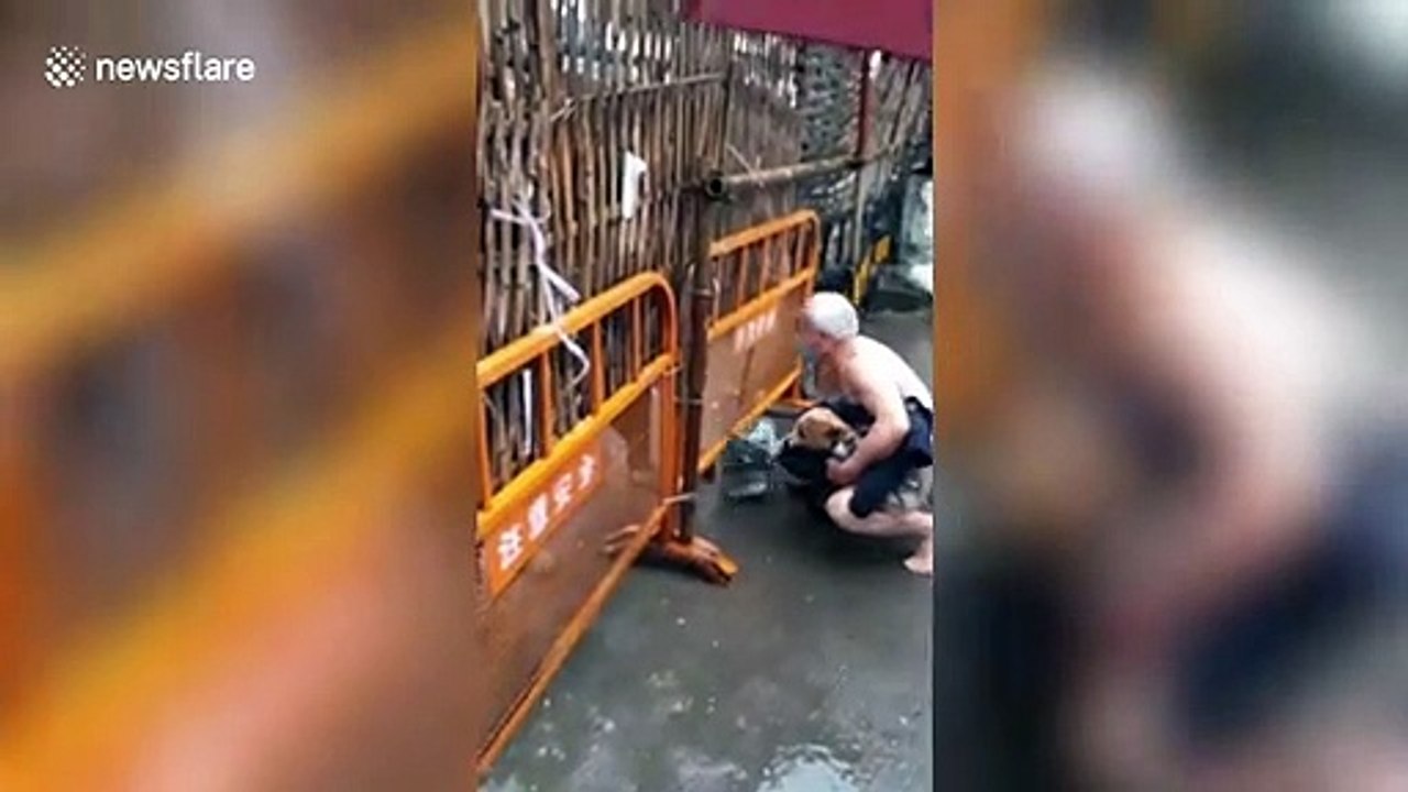 Elderly Chinese man swims across river to bypass blockade to get groceries from another village