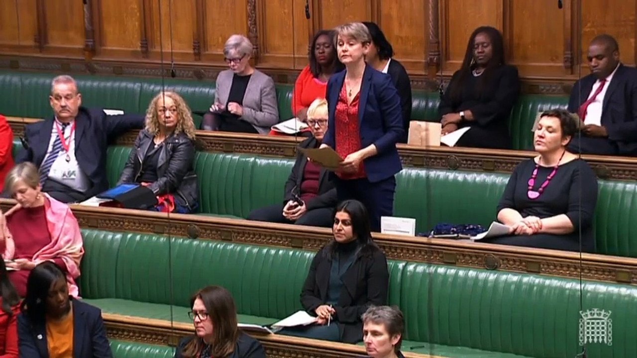 Yvette Cooper addresses Priti Patel in Commons