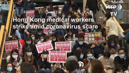 Hong Kong medical workers stage protest at Hospital Authority offices(2)