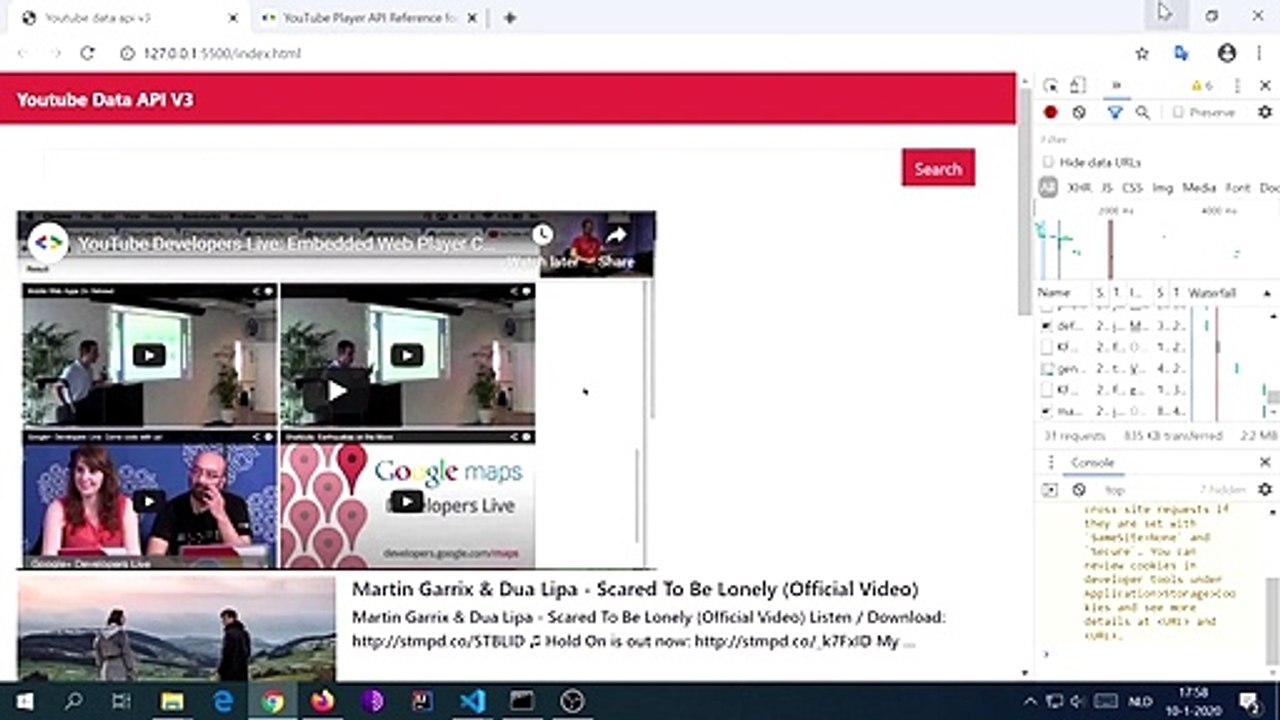 youtube data api v3 - youtube player using iframe