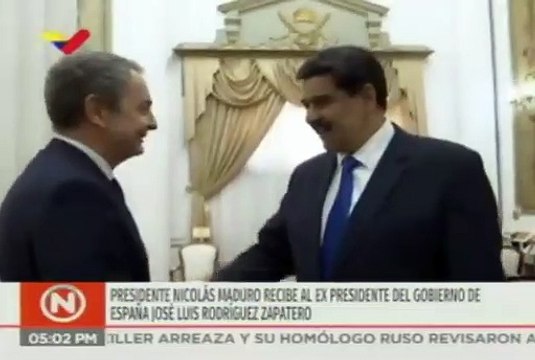 La reunión de 'urgencia' entre Zapatero, Maduro y Delcy Rodríguez en en el Palacio de Miraflores
