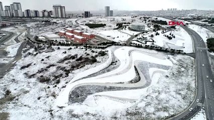 Başakşehir'deki beyaz örtü havadan görüntülendi