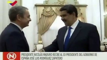 Descargar video: José Luis Rodríguez Zapatero  saludando a Delcy Rodríguez en Venezuela