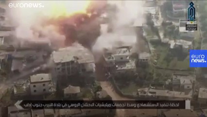 ویدئوی حمله انتحاری با خودروی بمب‌گذاری شده در استان ادلب سوریه