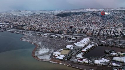 Beyaz Örtü İle Kaplanan Kocaeli Havadan Görüntülendi
