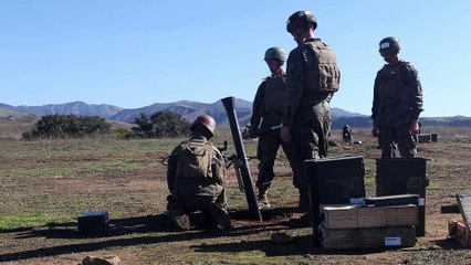 Students with Infantry Training Battalion Fire a M252 (81MM) Mortar System