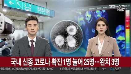 국내 신종코로나 확진 1명 늘어 25명…완치 3명