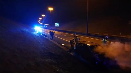 Voiture en feu sur l’E 25, à hauteur d’Houffalize