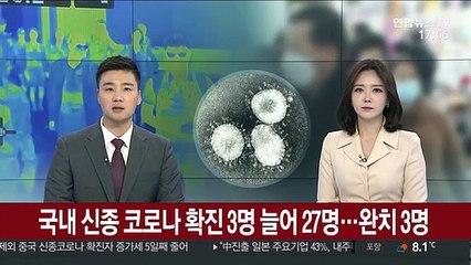 국내 신종  늘어 27명…완치 3명