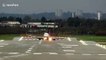 Extreme bumpy landing for diverted plane in Storm Ciara crosswinds