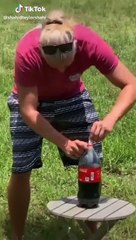 Coke bottle cap fly like mizile.