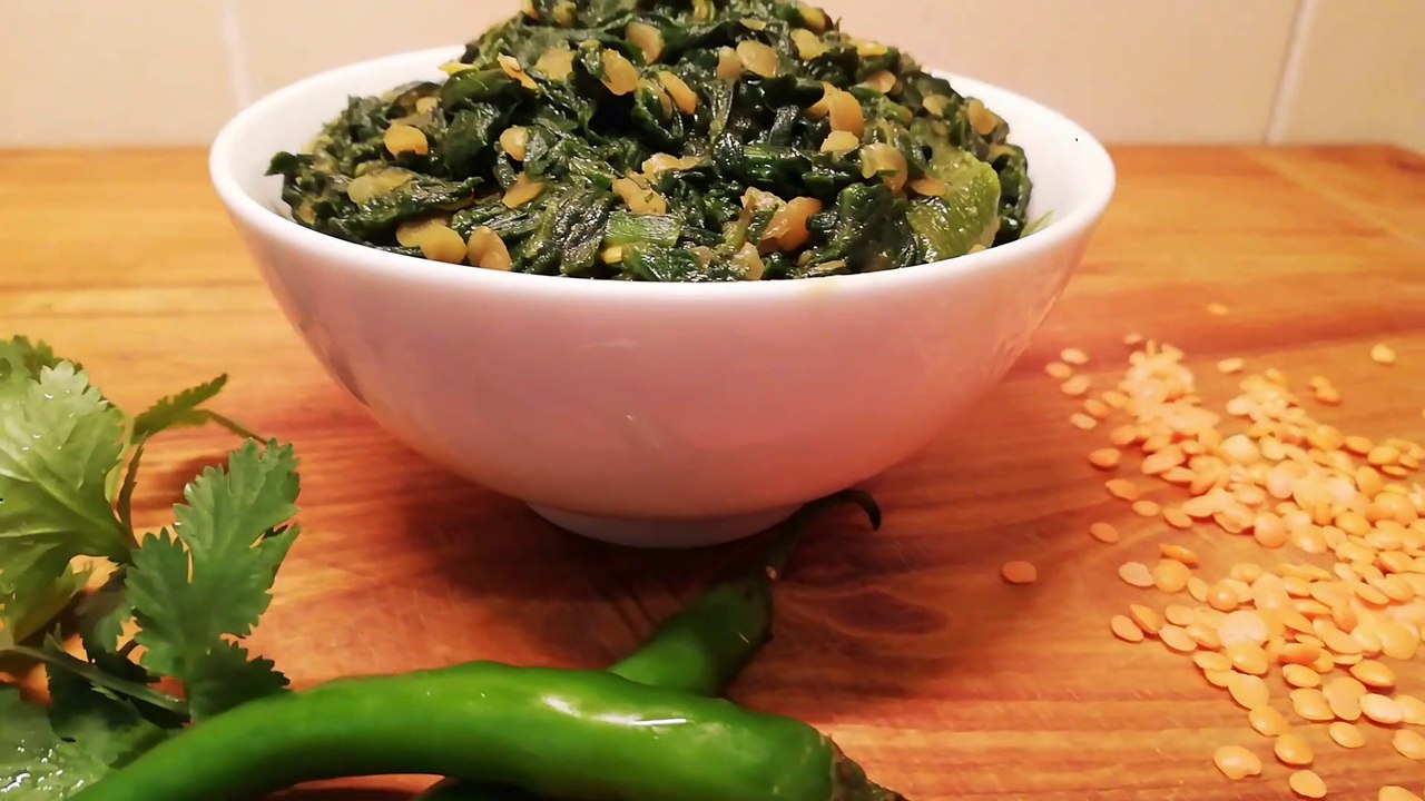 Palak Ki Sabzi      (Spinach with Red lentil)