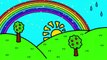 Coloring A Rainbow GLITTER Coloring Page Paint Markers | Drawing and coloring for kids