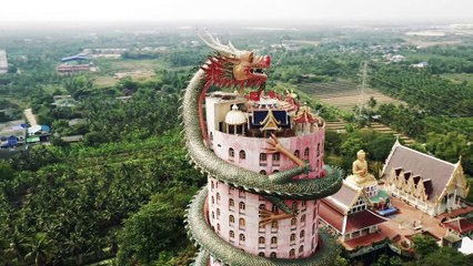 Dragon Wraps Around Amazing Temple