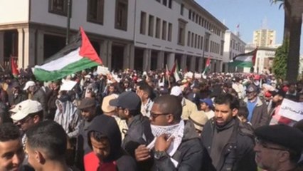 Miles de personas participan en protesta contra el plan de Trump para Oriente Medio