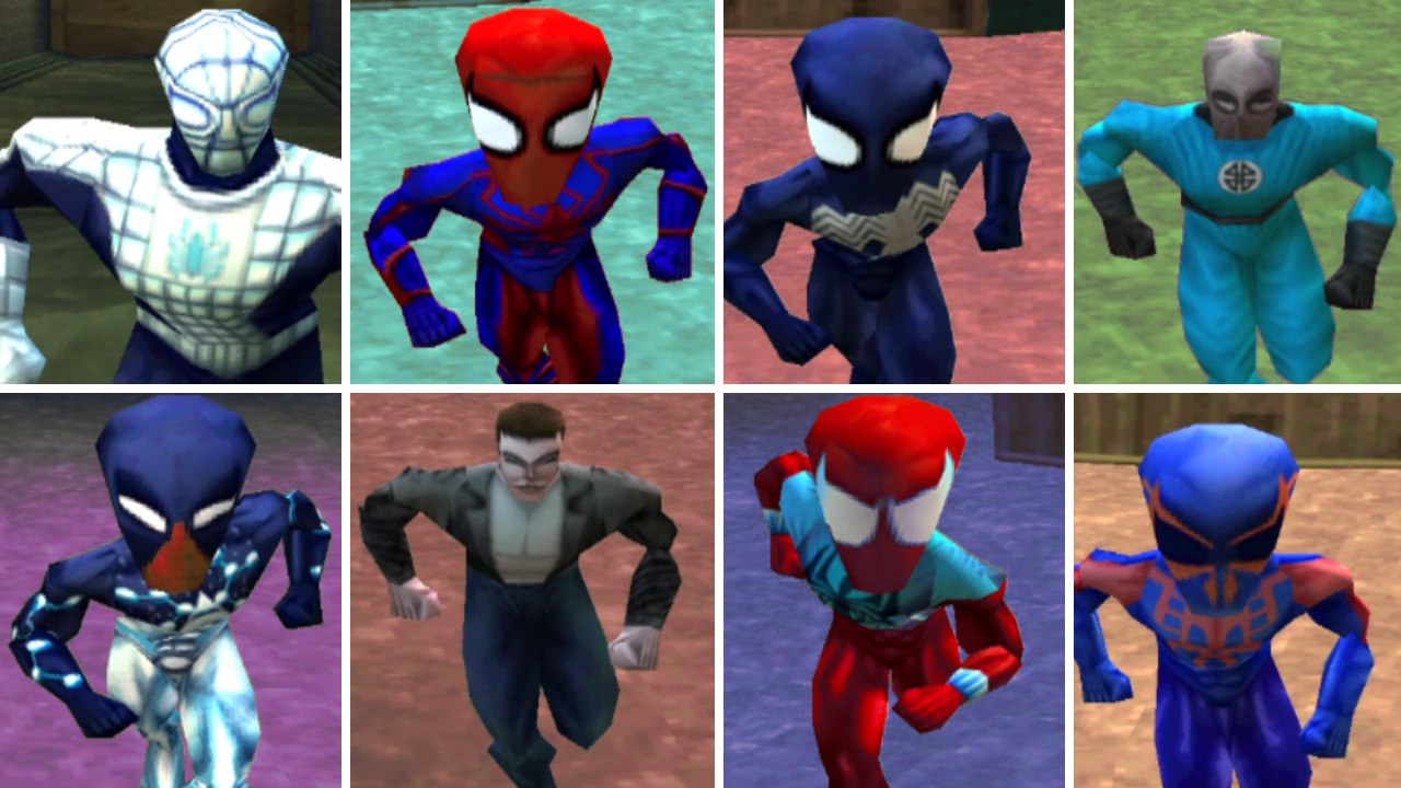 Spider-Man All Costumes | All Suits + Cheat Codes (PS1)