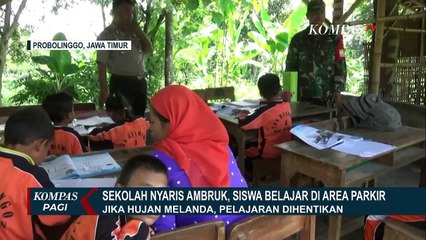 Bangunan Sekolah Rawan Ambruk, Puluhan Siswa Terpaksa Belajar di Area Parkir