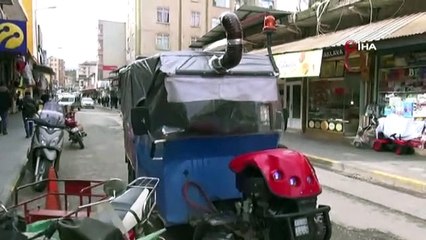 Motoru karavana çevirip, içine soba kurdu