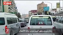 زحام مرورى بنفق الهرم بسبب زيادة الأحمال