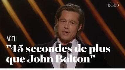 Download Video: Aux Oscars, Brad Pitt s'offre une blague sur le procès en destitution de Trump au Sénat américain