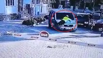 Polis memuru kaçan sürücüyü böyle durdurdu!