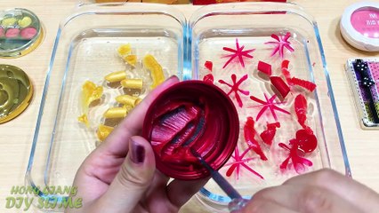 Red vs Gold ! Apple - Mixing Makeup Eyeshadow into Clear Slime | Satisfying Slime s #609