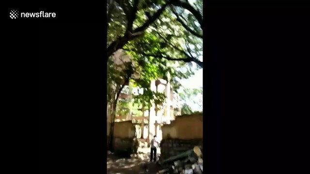Terrifying 'botched' demolition of old water tower caught on camera in south India