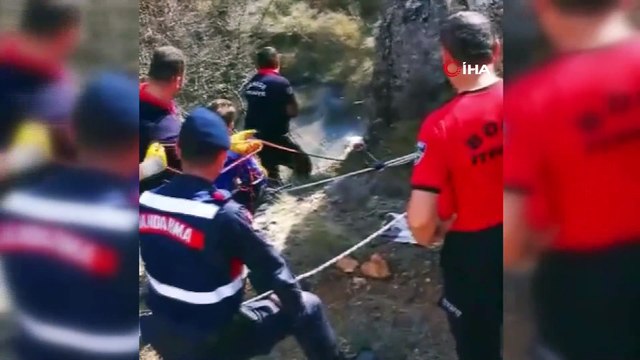 Bolu’da, uçurumda mahsur kalan keçileri itfaiye kurtardı