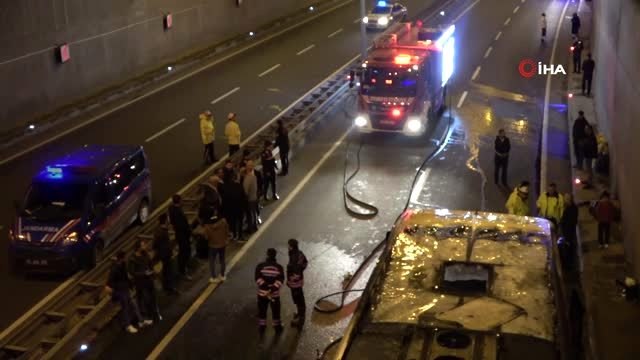 Trabzon'da faciadan dönüldü: Şehirlerarası otobüs yandı