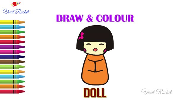 Doll Drawing and Colouring for kids | Easy Doll drawing for children | Art Breeze # 32 | Learn Colouring and Drawing | Viral Rocket