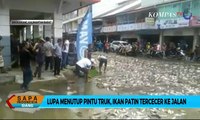 Lupa Menutup Pintu, Truk Tumpahkan Ikan Patin ke Jalan