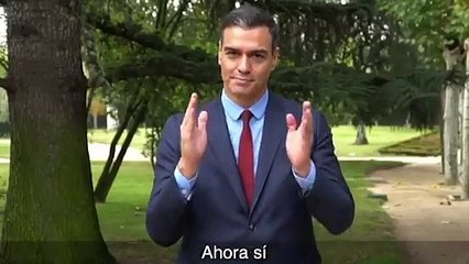 Sánchez hablando con lenguaje de signos