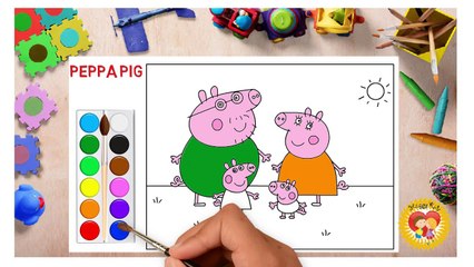 ► Peppa pig family ✿ draw and color ✿ coloring pages ✿ kids video