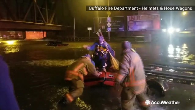 Stranded motorist rescued from flooded road in Buffalo