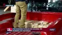 FGR asegura 74 kilos de cocaína en Tabasco