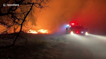 Intense scene as firefighters battle raging Maria Fire in Southern California